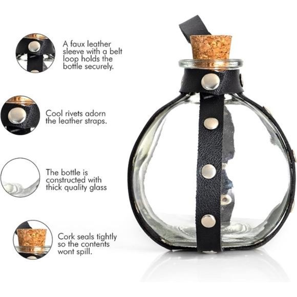 Dark Magic Potion Bottle - Faux Leather Harness with Holster Loop, Halloween - Picture 5 of 6